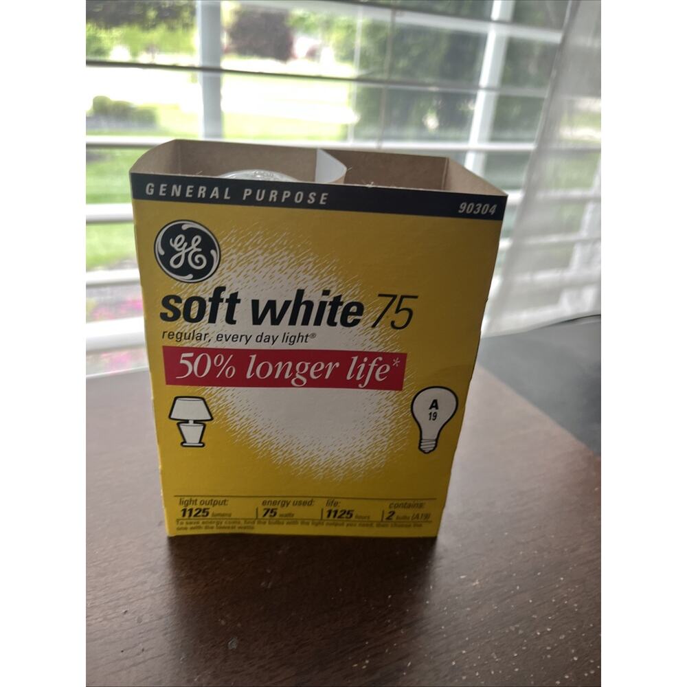 Genuine NEW GE 75 Watt 2 - Pack Long Life Soft White Light Bulbs NOT LED